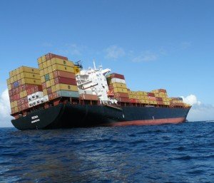 MV Rena agound on Astrolabe Reef