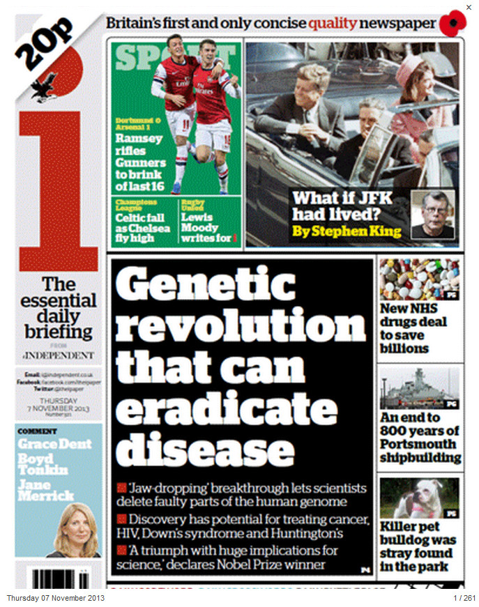 The frontpage of The Independent's shortened 'i' paper.