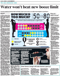 Screenshot of alcohol limits article in The Dominion Post