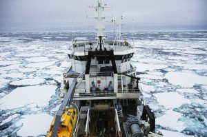 The Tangaroa going into pack-ice to get into the Ross Sea during a previous expedition. Photo: Glen Walker