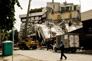 Earthquake-damaged building in Christchurch.