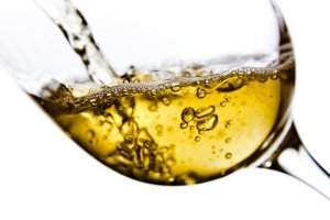 White wine isolated on white background