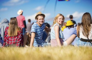 Teenagers sitting on the grass