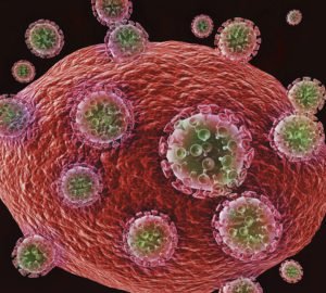 HIV Viruses Attacking Cell