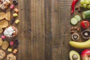 Unhealthy food and healthy food